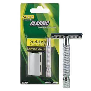 Aparelho de Barbear Sekich Clássic Metal Aço Inox com 1 Lâmina