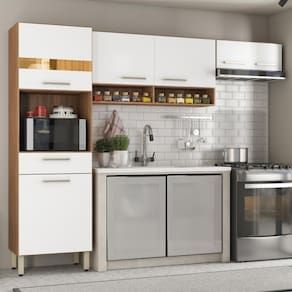 Armário De Cozinha Compacta 3 Peças Laos - Amêndola Touch-branco