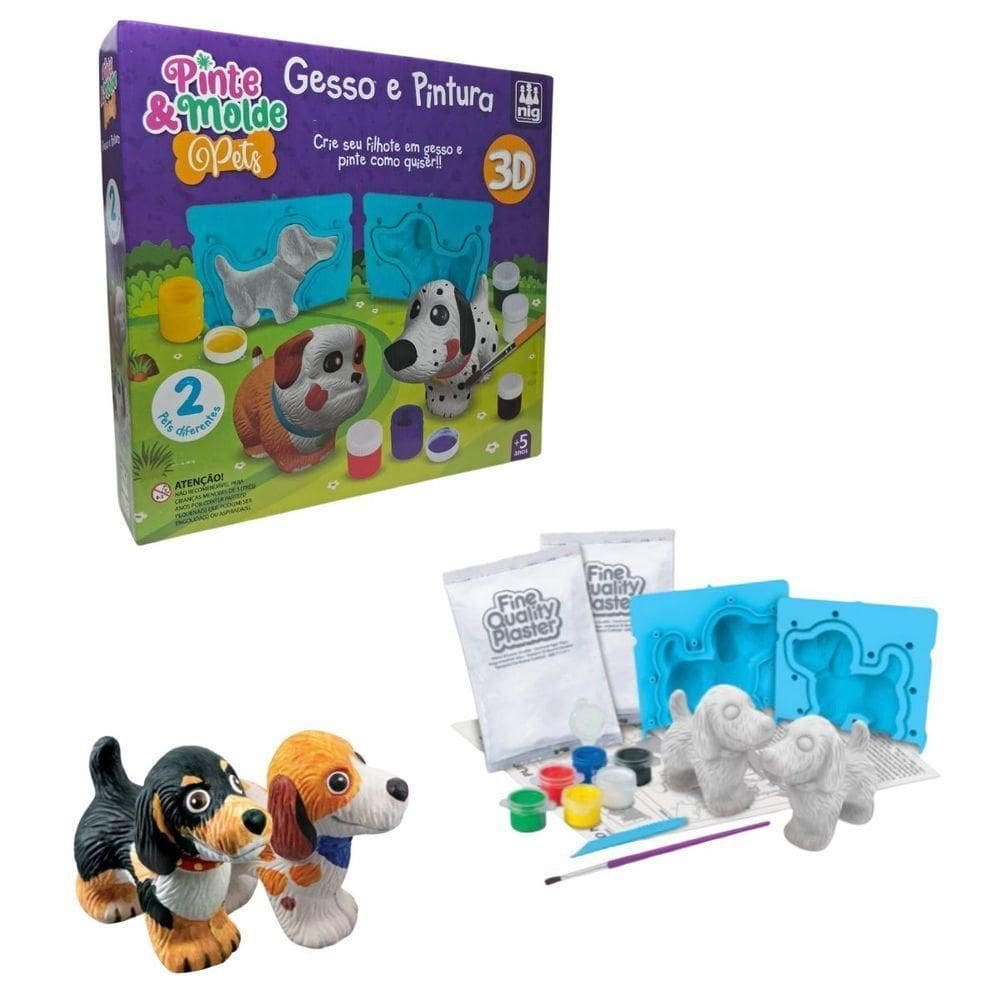 Kit Pinte E Molde Pets Gesso E Pintura 3d