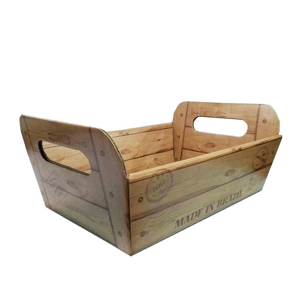 Cesta De Papel Estampa De Madeira 12cm X 16cm
