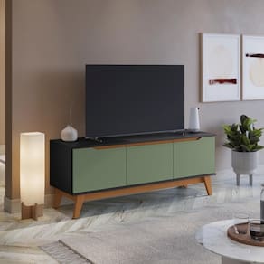 Rack Kappesberg 3 Portas Preto Fosco/Verde Oliva 136cm