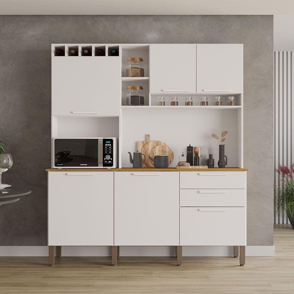 Armário De Cozinha New Topázio 6 Portas Salleto Branco