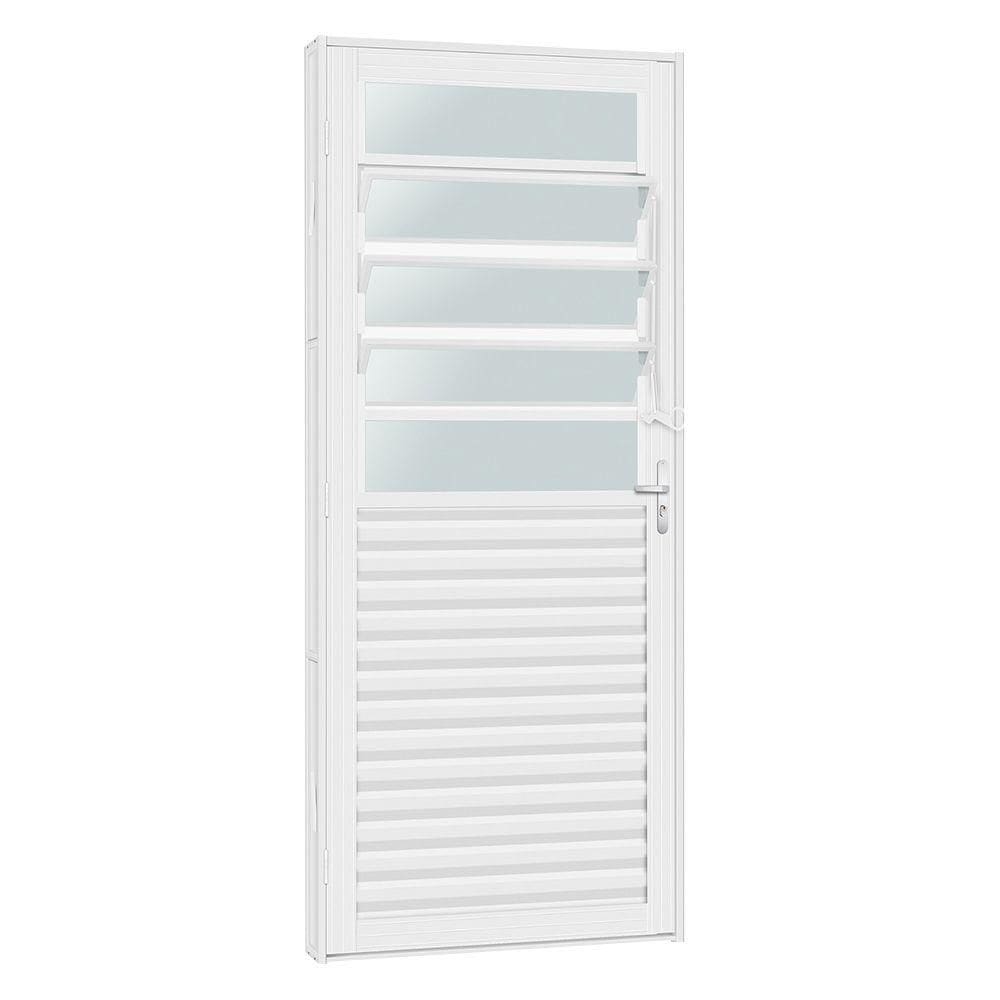 Porta De Aço Mista Laminada Basculante Light 83x215 R50 Abertura Esquerda
