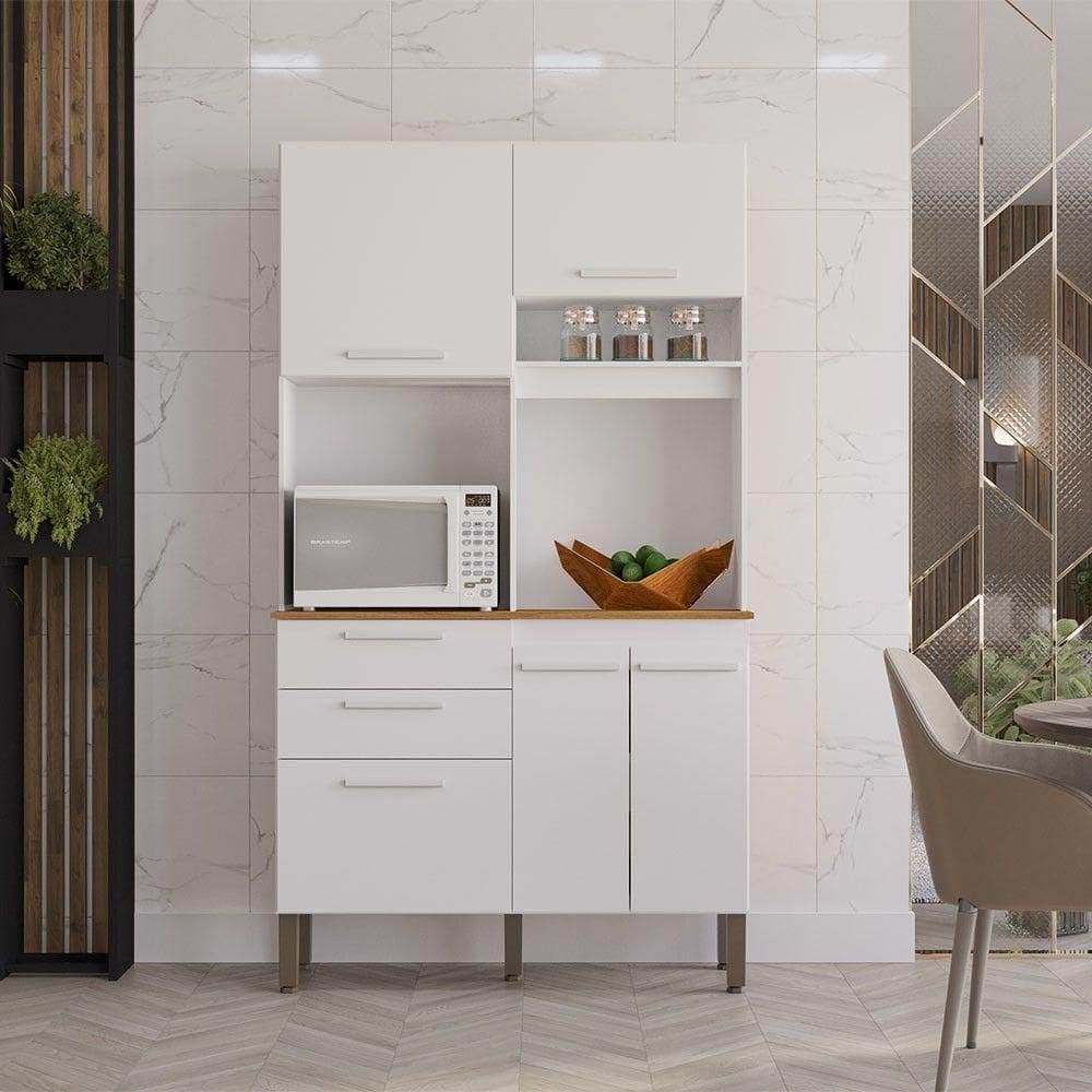 Armário De Cozinha Dubai 5 Portas Compacto Salleto Branco