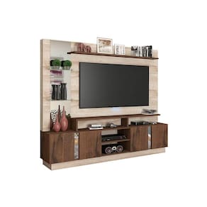Home p/ TV até 55 Pol Munique c/ 4 Portas e Nichos Rústico/Café - Permóbili