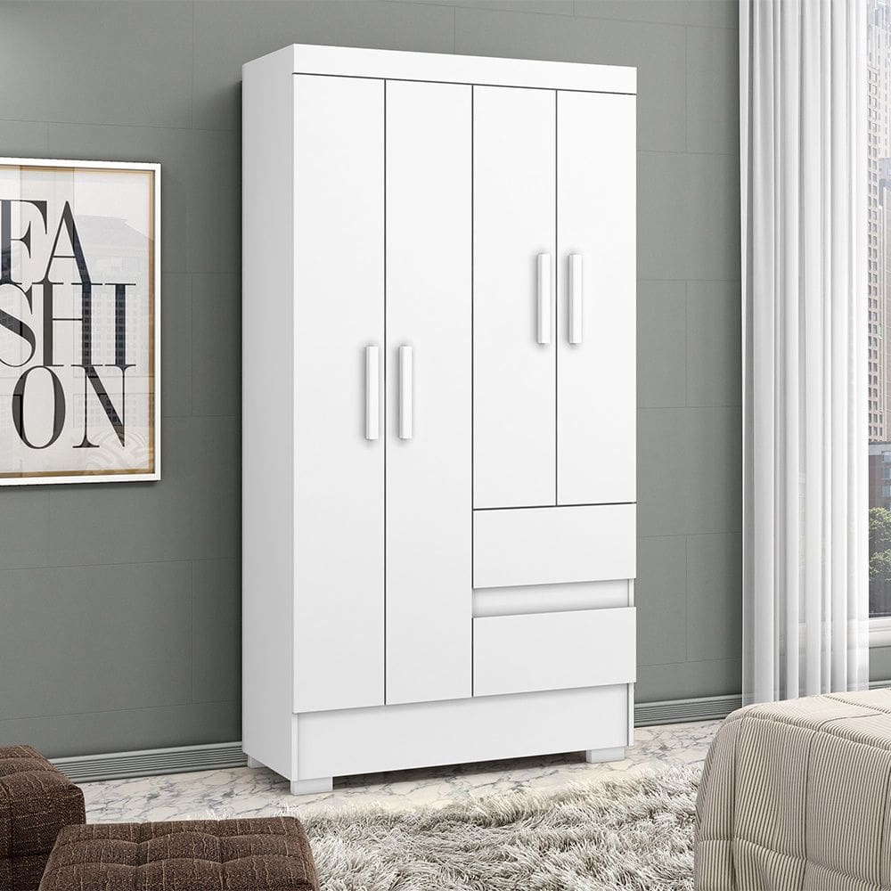 Guarda Roupa Roupeiro 4 Portas 2005142 Branco Aramóveis