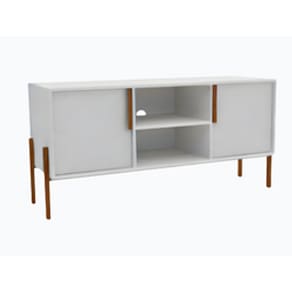 Rack LOFT grande central MDF Branco e Madeira 134x67x44