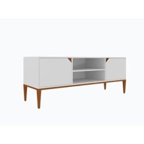 Rack ART grande central MDF Branco e Madeira 134x67x44