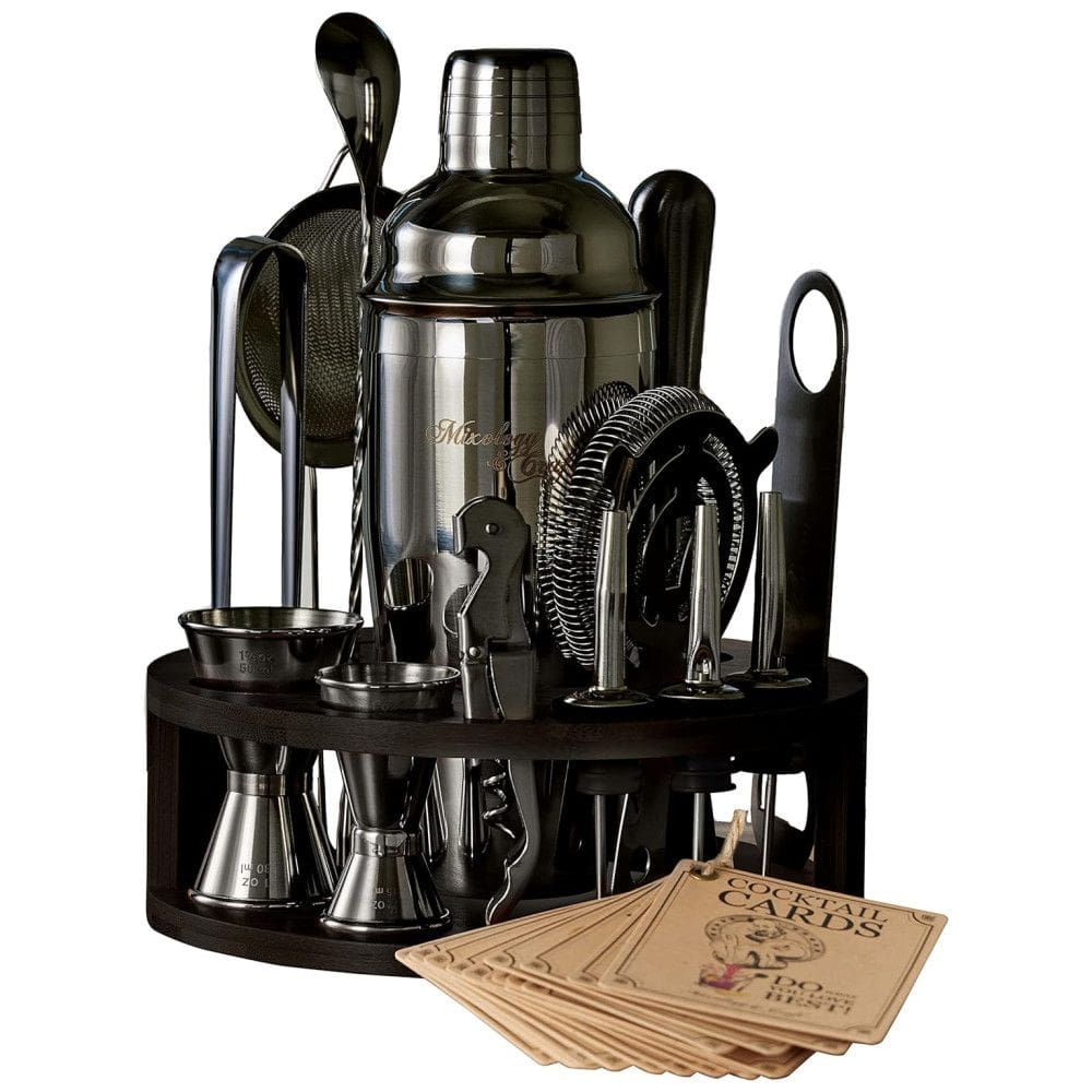 Mixology Craft Kit Bn Profissional 15 Peças em Aço Inoxidável com Suporte, Preto