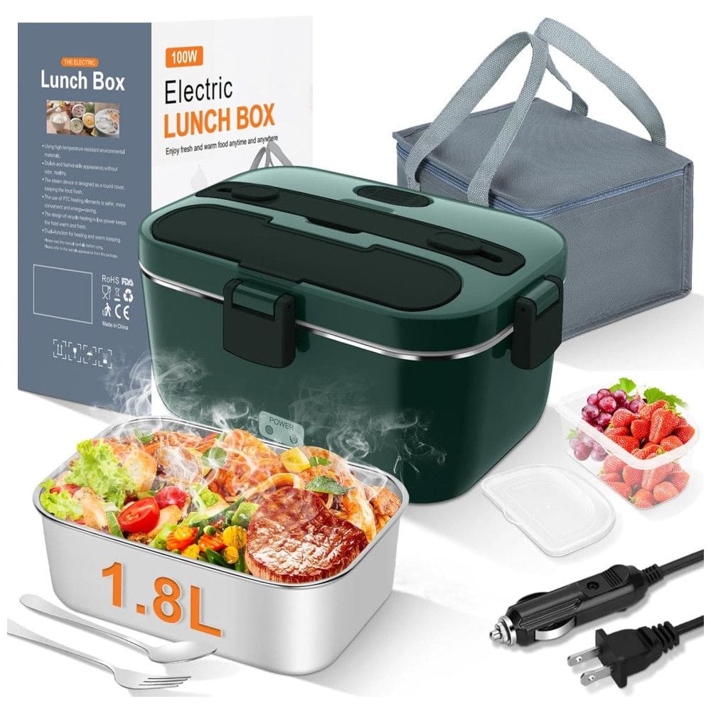 Marmita Elétrica Portátil 1,8L com Recipiente de Aço Inoxidável, 12V 110V 60W, Dupasu, Verde e Azul