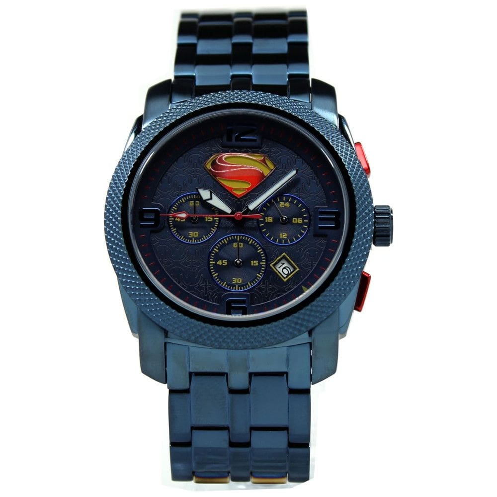 Relógio Analógico com Cronógrafo para Crianças de 5 até 15 Anos, Man of Steel Superman 8019, Azul