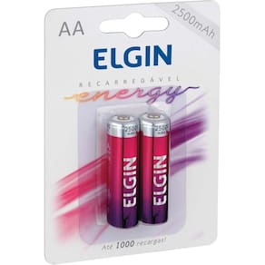 Pilha Recarregável Pequena AA 2500mah 1.2v c/02 - Elgin