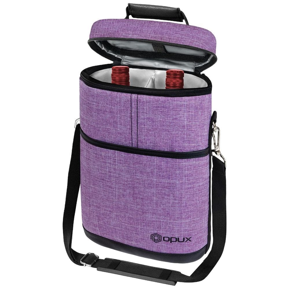 Bolsa Térmica para 2 Garrafas de Vinho OPUX, Cooler Isolado à Prova de Vazamentos, Ideal para Viagens, Piqueniques e Presente de Natal, Roxa