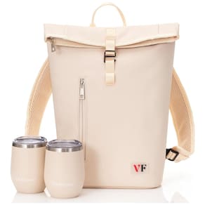 Mala para Vinho com Design Elegante em Couro para Duas Garrafas com Copos Combinando, Leve e Confortável para Viagens e Piqueniques - Vin