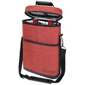 Bolsa Térmica para 2 Garrafas de Vinho OPUX, Porta-garrafas Isolado 2L, Ideal para Viagens, Piqueniques, Praia e Presente de Natal, Vermelha