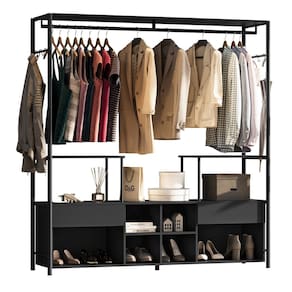 Guarda-Roupa Casal Gavetas Prateleiras Nichos Cabideiro Aço e MDF BP Bianca