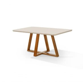 Mesa De Jantar Retangular Bela Luxo Tampo Vidro/mdf 120 Cm cast/off White