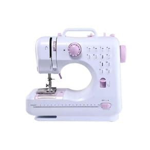 Mini Máquina De Costura 12 Pontos Bivolt Portátil Tomada Pilha Branco