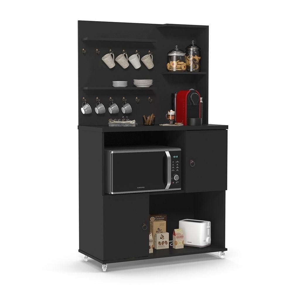 Cantinho Do Cafe Completo Com Suporte De Xicaras Patrimar preto