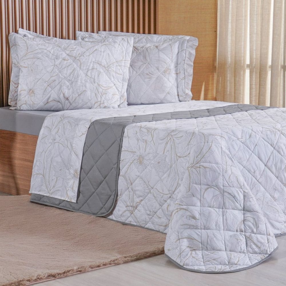 Kit Colcha Queen 200 Fios Estampada New 100% Algodão 240x260cm