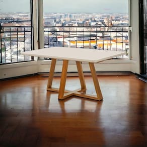 Mesa De Jantar Retangular Bela Luxo Tampo Vidro/mdf 160 Cm cast/off White