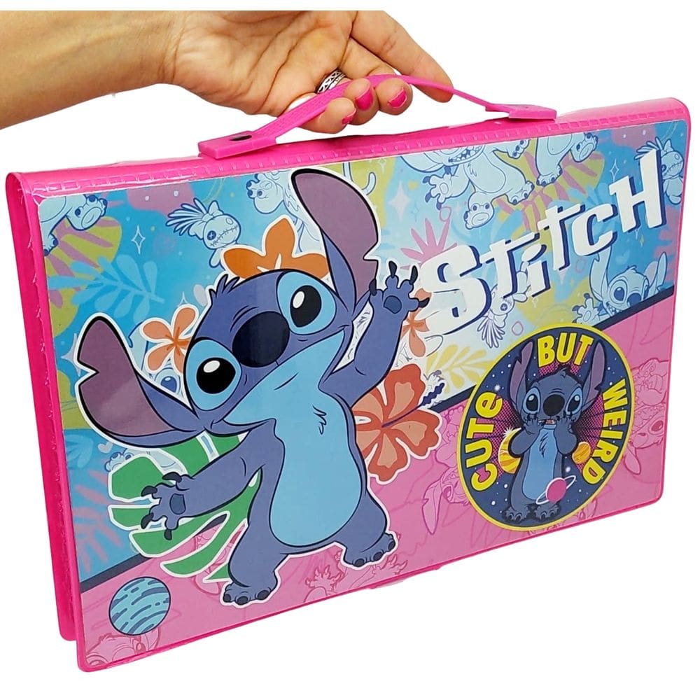 Maleta Pintura Pintar Escolar Stitch Lilo Cute Disney Estojo 85 Itens
