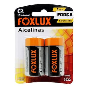 Pilha Alcalina Media C Foxlux Blister 2 Unidades