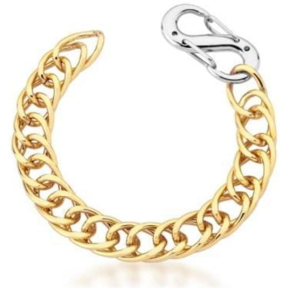 Pulseira Correntes Elos E Fecho Lagosta Em Dois Tons