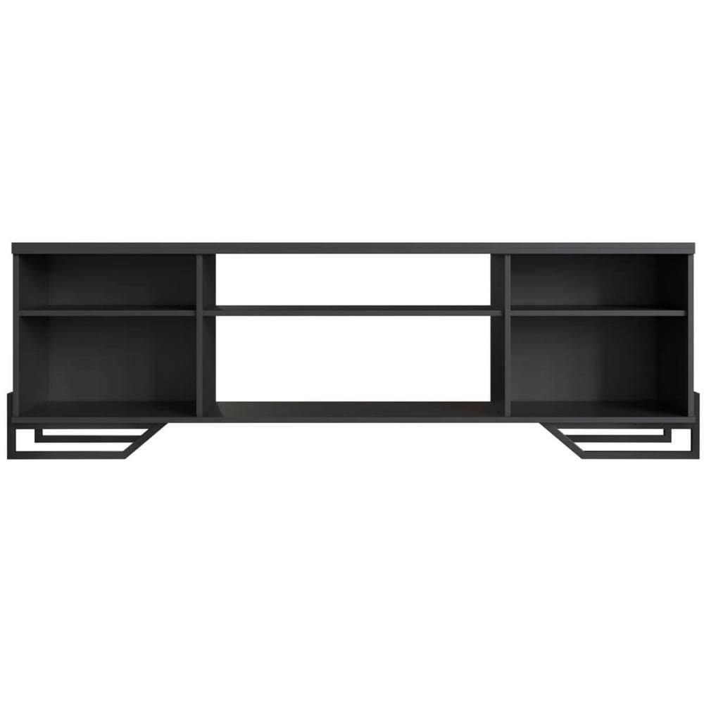 Rack Estante Painel Para Tv 60" 183x40x57cm MDP Telada P1027 Preto Estilo Industrial Placa e Ponto
