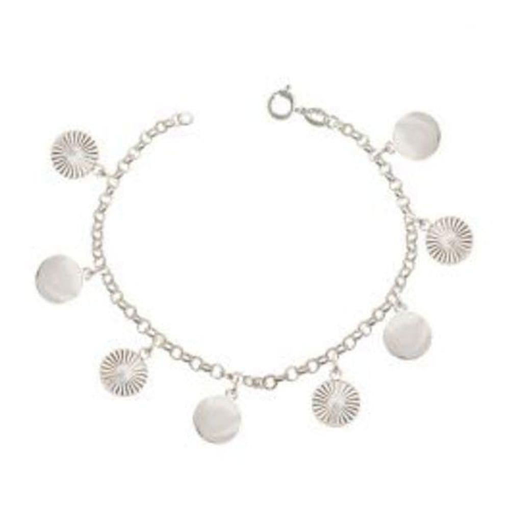 Pulseira Prata 8 Berloques Achatados