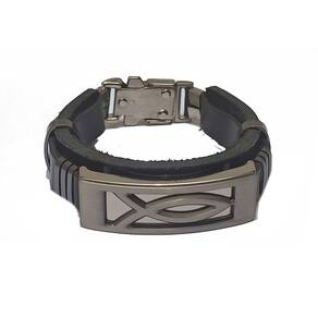 Pulseira Preta Com Símbolo Messiânico Peixe - De Israel