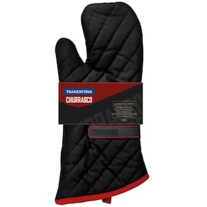 Luva Térmica Cozinha Tramontina Churrasco 100% Algodão 40cm Preta Grelha Forno Churrasqueira
