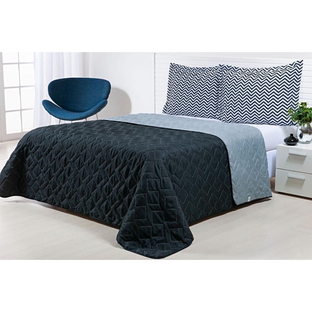 Cobre Leito Viúva 3 Peças Microfibra Dupla Face Chevron