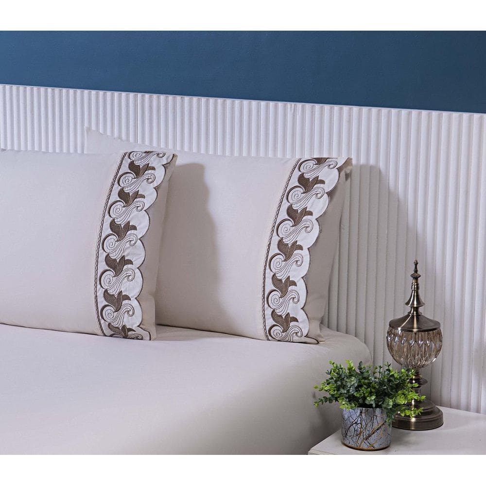 2 Fronhas King 50Cmx90Cm 100% Algodão 180 Fios Palha Barrado