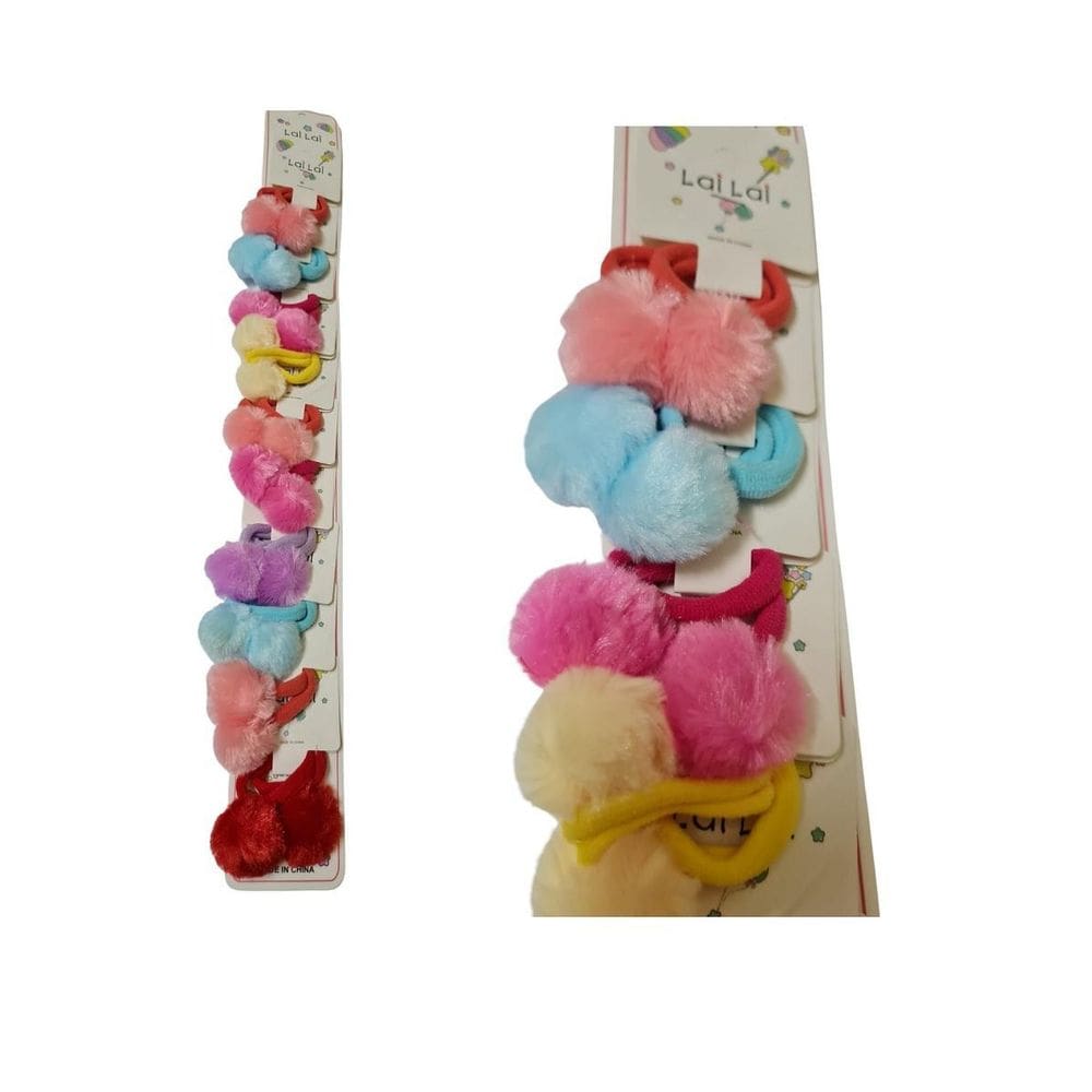 Kit 20 Elásticos Para Cabelo Pompom Colorida Infantil
