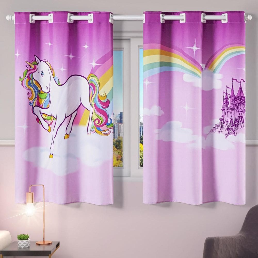 Cortina Infantil Quarto De Criança 2,00M X 1,30M Unicórnio