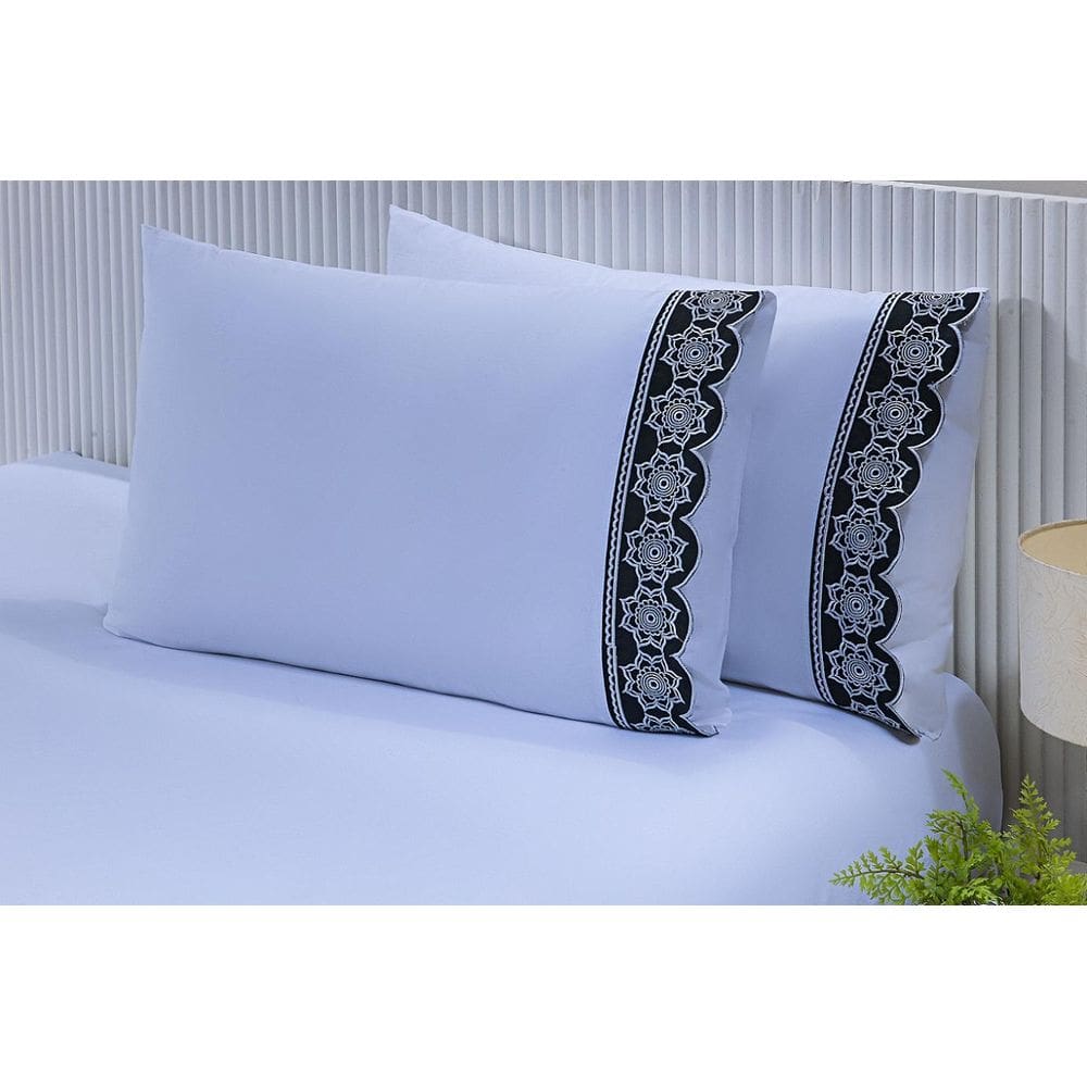 2 Fronhas King 50Cmx90Cm 100% Algodão 200 Fios Barrado