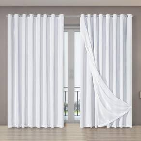 Cortina Porta Blecaute Voil Gaze Linho 4,00M X 2,70M Branco