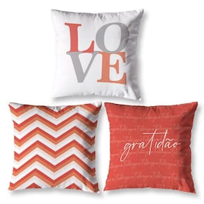 Kit 3 Almofadas Cheias 40 X 40 Estampadas Chevron Laranja