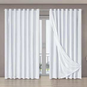 Cortina Porta Blecaute Voil Gaze Linho 4,00M X 2,70M Branco