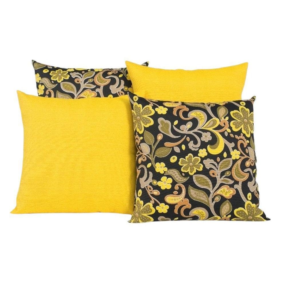 Kit 4 Capas De Almofadas Para Sofá Estampa Flores Amarelas