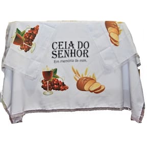 Kit 3 Peças De Toalhas De Decoração Para Santa Ceia Branca