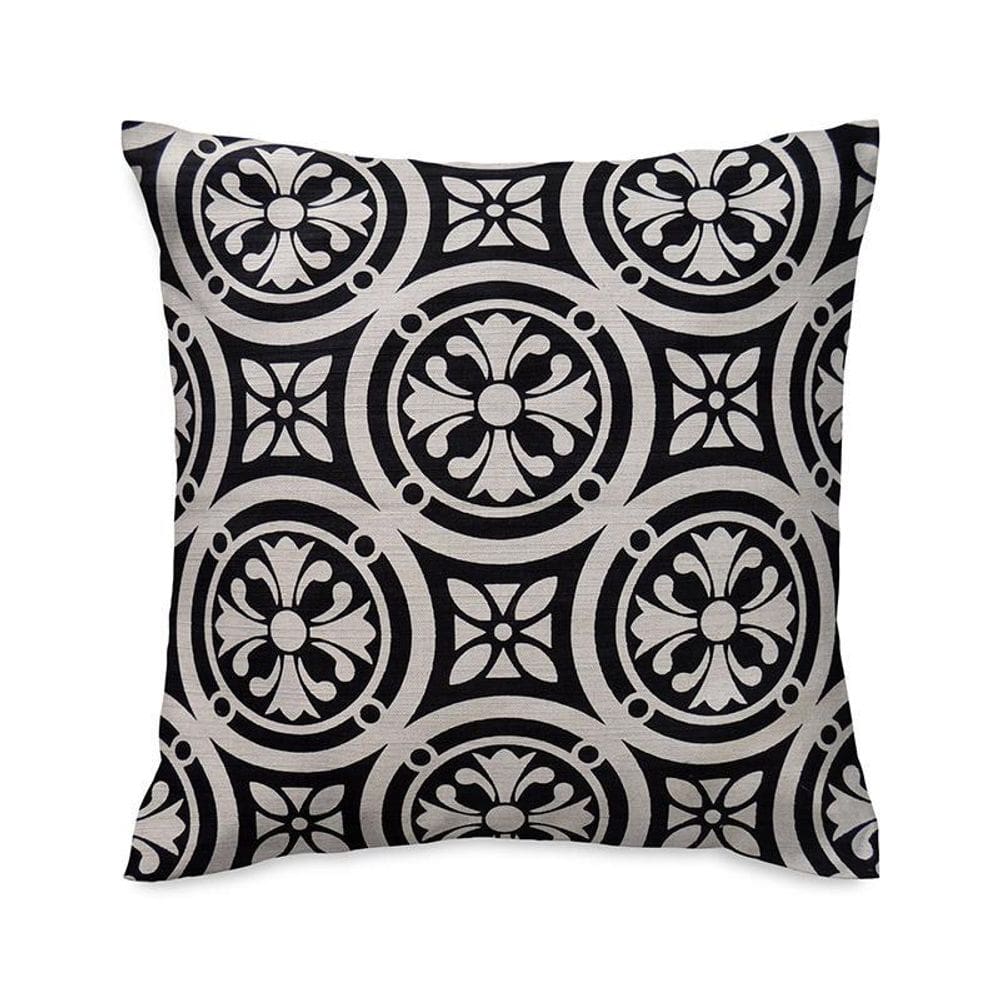 Capa De Almofada Vivain Geométrico Cru Com Preto