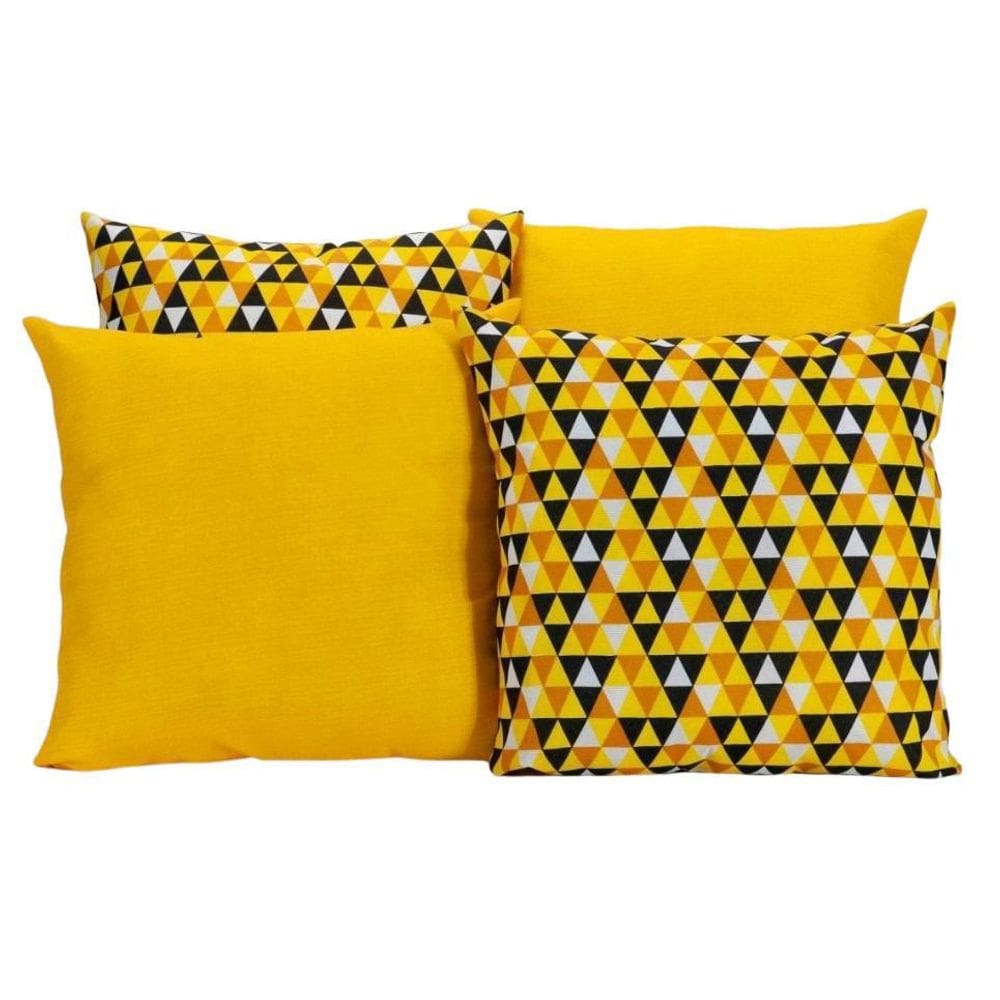 Kit 4 Capas De Almofada Para Sofá Estampa Geométrico Amarelo