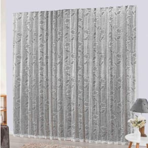 Cortina Charme Em Renda Com Voal 3,00 X 2,50 Varão - Tabaco