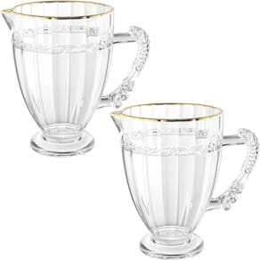 2 Jarras de Cristal Fio de Ouro 1,3L Lyor Imperial Mesa Posta Servir Bebidas Diversas