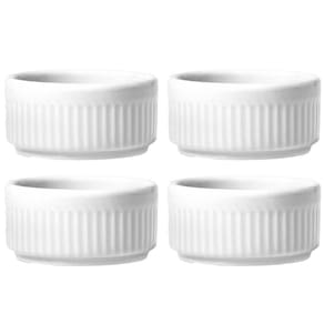Jogo 4 Ramekins de Porcelana 85ml Canelado Branco Germer Molhos