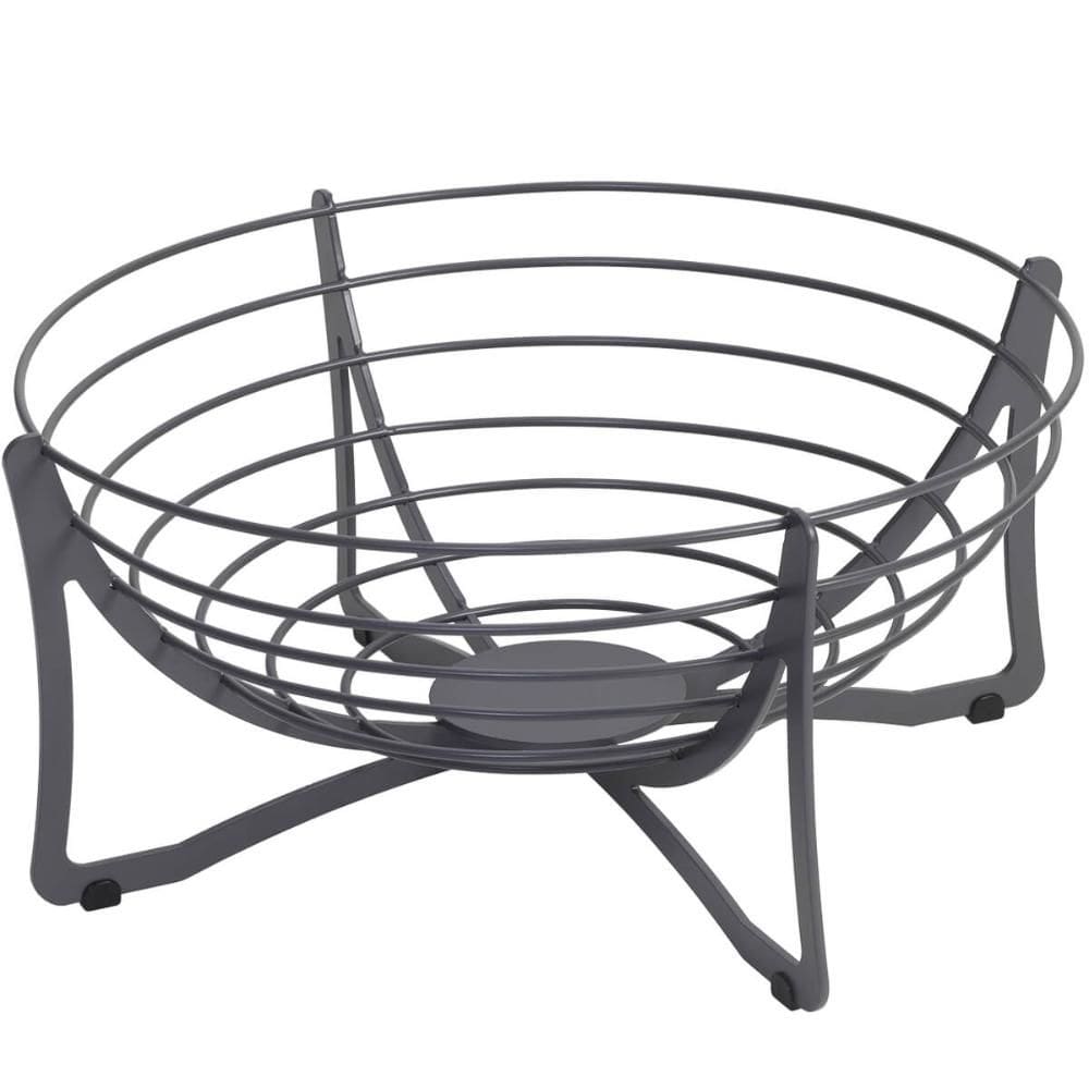 Cesta de Frutas Fruteira Redonda de Mesa Cinza 34,5cm Masutti Aramada Carbono