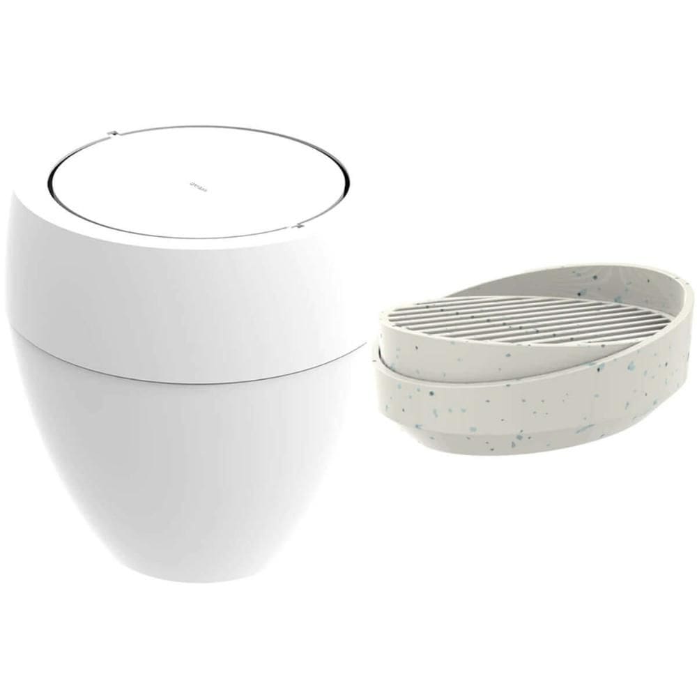 Lixeira Basculante 9L Branca e Porta Sabonete Barra Stone Lunar Crippa