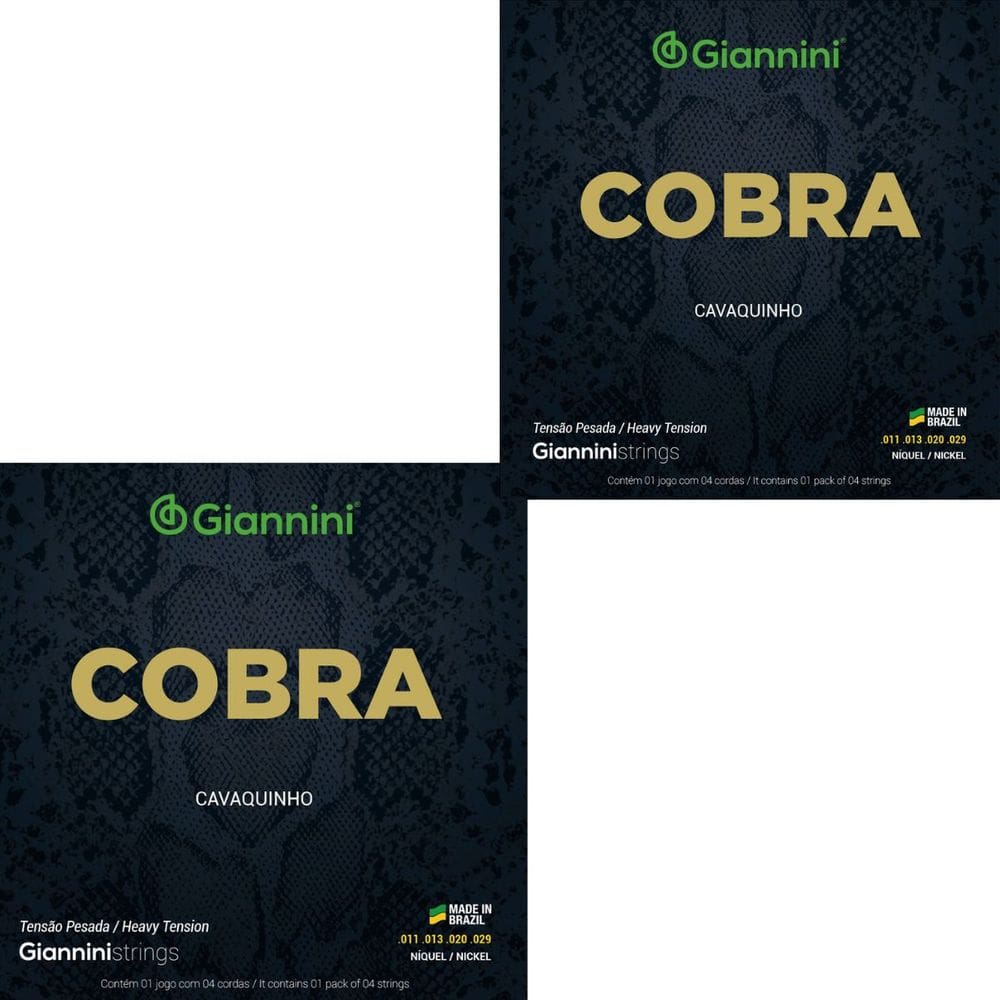 Kit 2 Encordoamento Cavaquinho Giannini Cobra GESCP Níckel Pesada 0.011